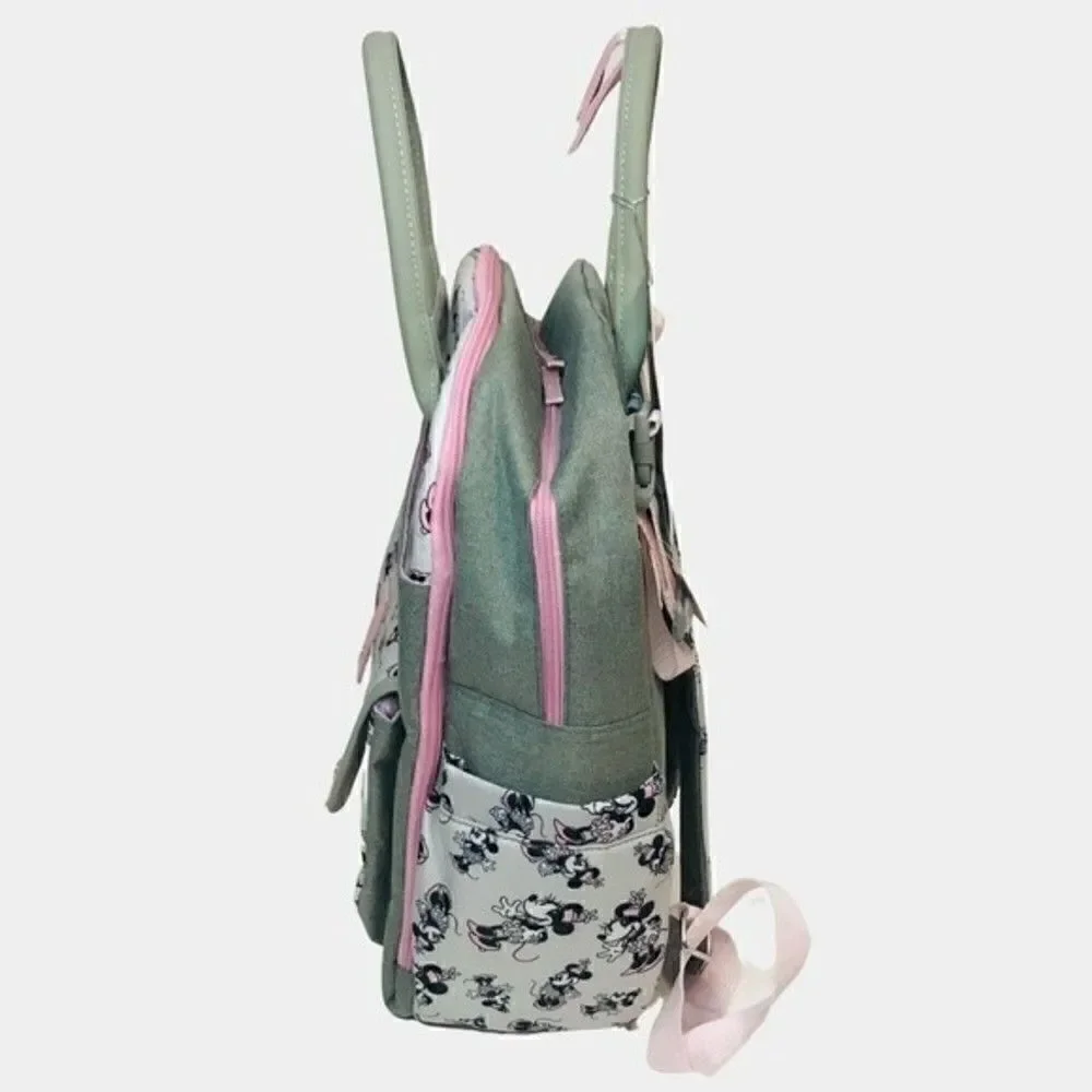 New! Disney Baby Minnie Mouse Multi-Piece Diaper Backpack Changing Pad Bag Set